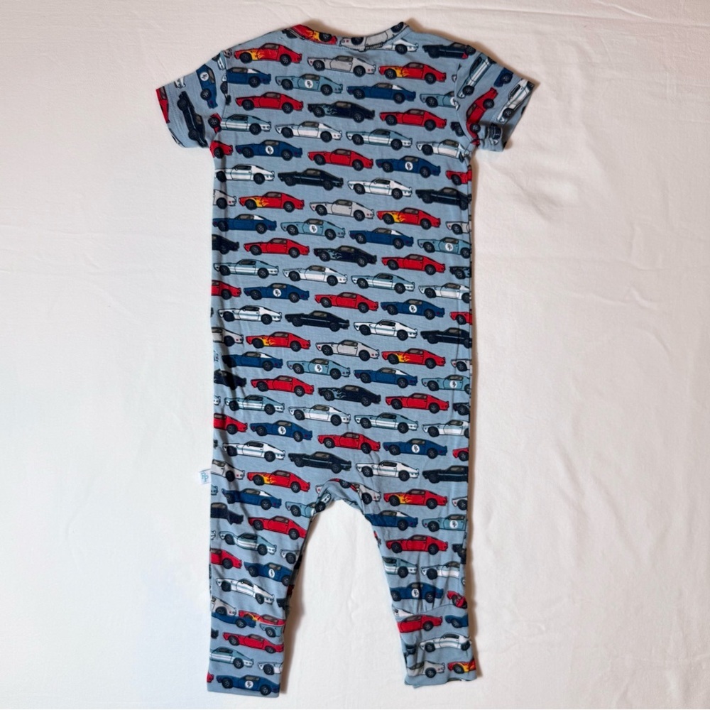 Posh Peanut Miles Short Sleeve Romper Boys 6-9M Race Cars Bamboo Spring Summer - Picture 4 of 5
